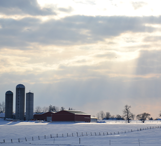 snowy farmland