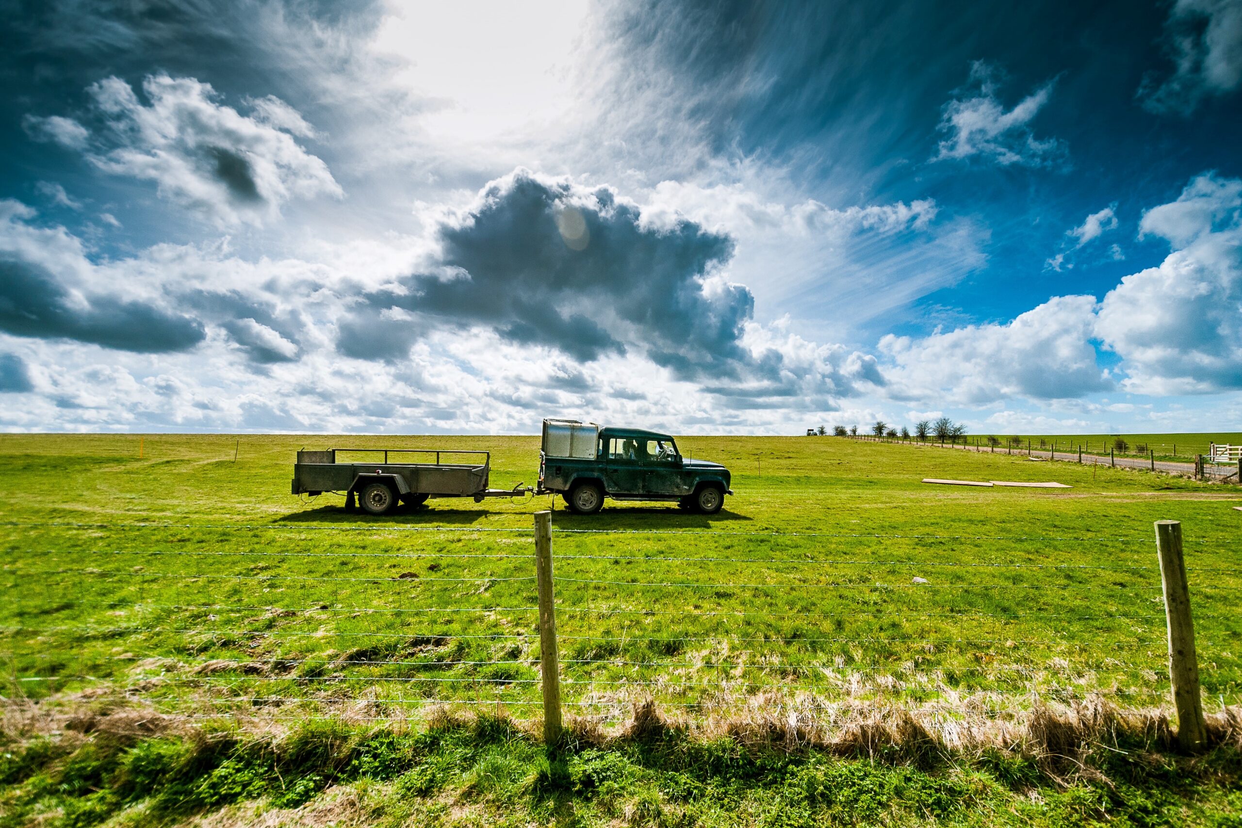 work truck in fields