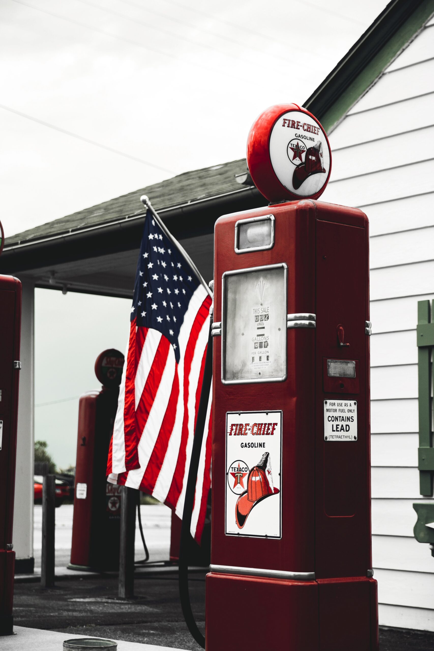 Gas pump with American flag