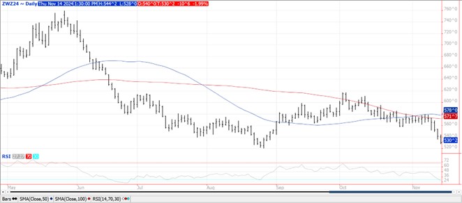QST wheat futures chart on 11.14.24