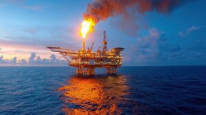 large oil rig in the ocean