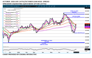 Oct LC/Oct LH spread chart on 8.4.26 by eSignal